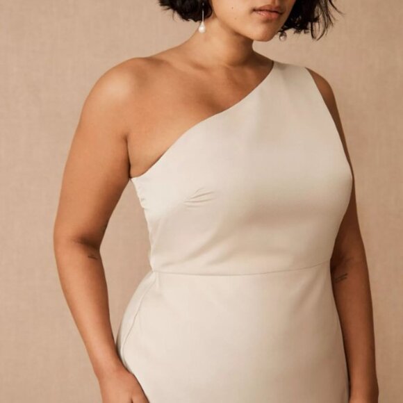 BHLDN Dylan One-Shoulder Satin Side-Slit Gown - Picture 4 of 6